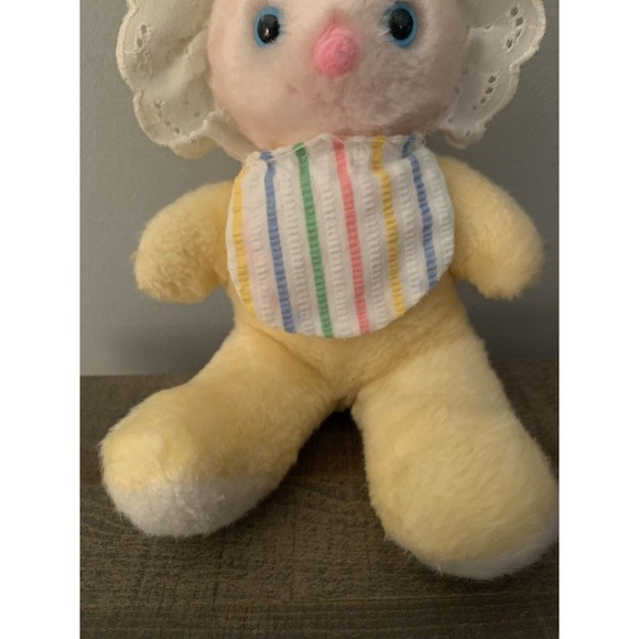 Bantam Plush Baby Doll Yellow Pink Face Blue Eyes 11" Vintage READ - Picture 4 of 9